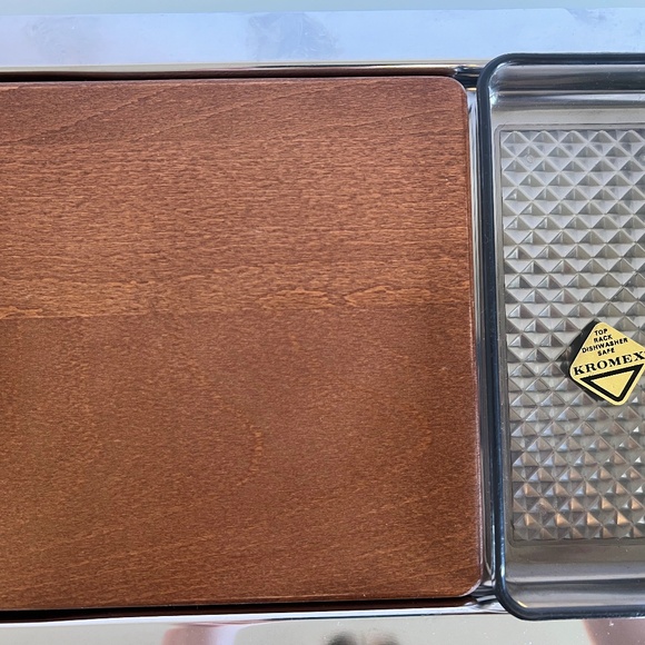 Kromex 60’s Chrome Stainless MCM Vogue Giftware Snack Serving Tray Original Box - Picture 10 of 15